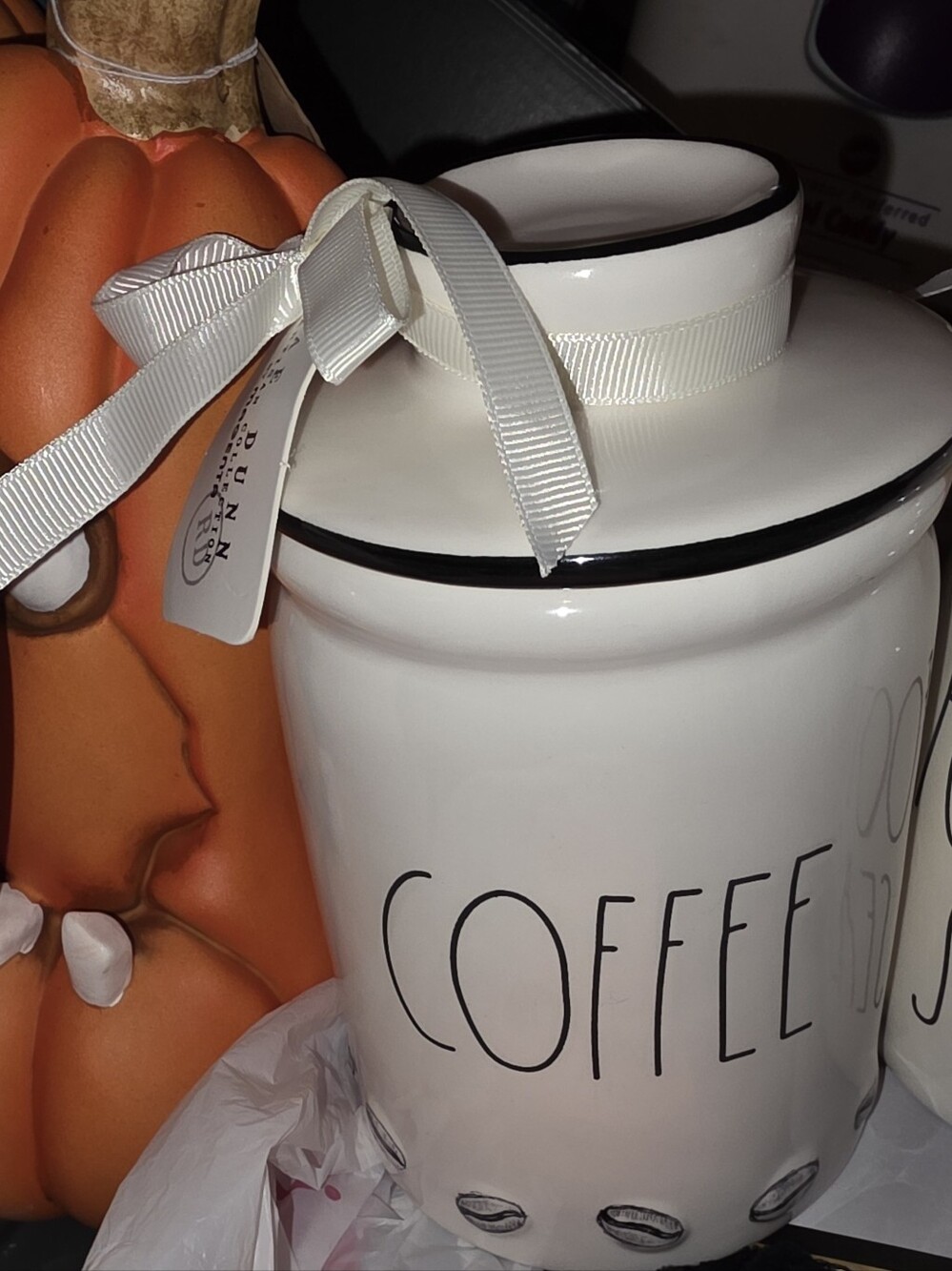 Rae Dunn White Coffee Canister - Ceramic Kitchen Storage